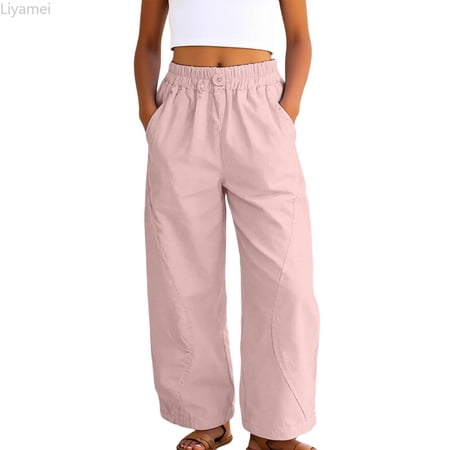 Liyamei Girls Summer Casual Harem Pants Lightweight Breathable Loose Fit Comfortable Playwear Outdoor Trousers For Toddler Kids Size 3-4 Years