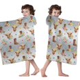 thumbnail image 4 of Gray Highland Cow Flower Boot Pattern Hooded Bath Towel，50"x30" for Ages 3 To 12 Kids, Quick Dry Lightweight Soft Microfiber Hood Beach Towel Cover Up for Kids, 4 of 7