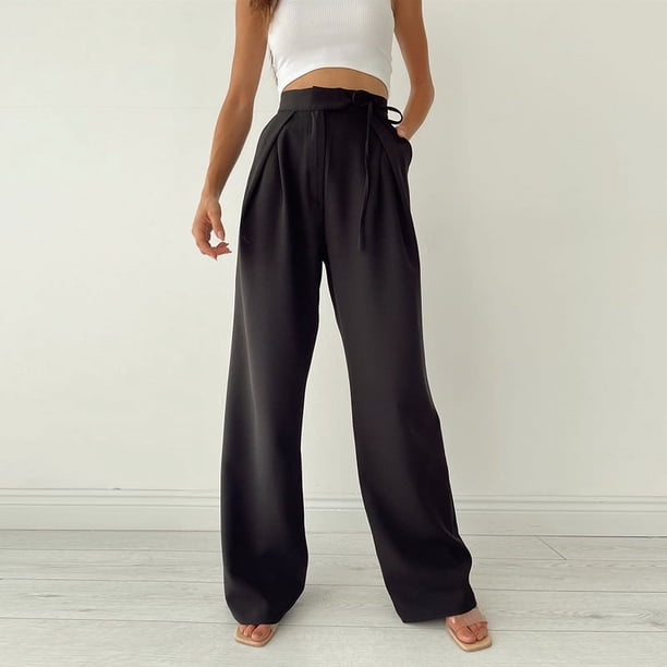 Pantalones deportivos casuales de punto, pantalones anchos rectos de cintura alta blancos de verano para mujeres europeas y americanas