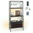 thumbnail image 1 of Gymax 3-Tier Wine Rack Coffee Bar Station w/Power Outlets Hooks Glass Holders Gray, 1 of 10