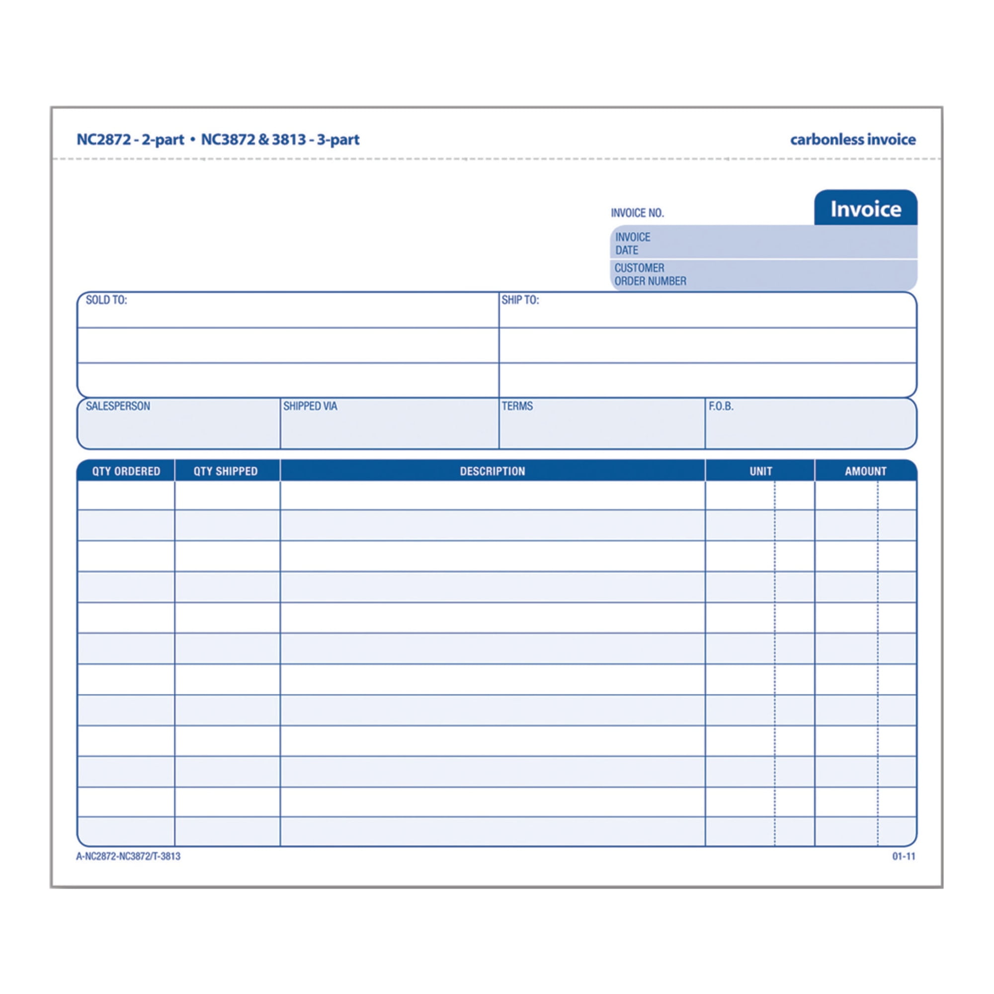 Adams™ 3-Part Carbonless Invoice Form Unit Set, 8 1/2" x 7 7/16", White ...