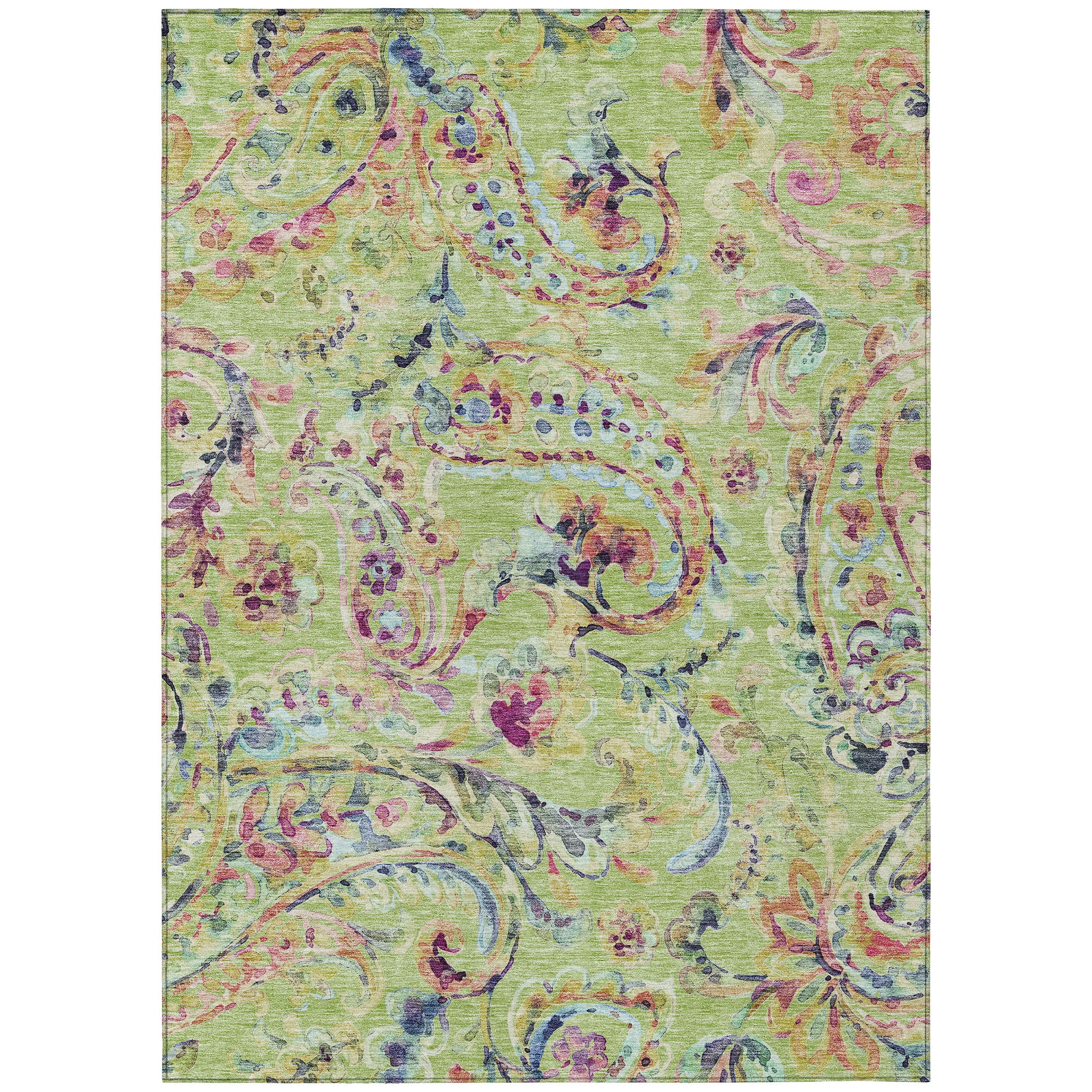 Addison Rugs Chantille Indoor/Outdoor Transitional Paisley Aloe Washable Rectangle Rug, 10' x 14'