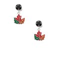 thumbnail image 2 of Delight Jewelry Silvertone Large Orange Fall Leaf Black Crystal Clip on Earrings, 2 of 5