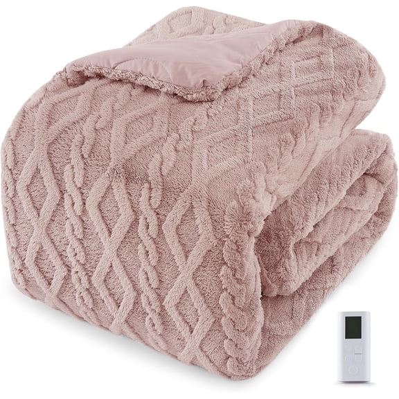 Oversized King Heated Blanket 104x90 In Sherpa Dual Zone 6 Heat Auto Shut-Off