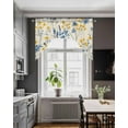 thumbnail image 4 of Blue Yellow Flowers Kitchen Swag Valances for Windows, Botanical Blossom Motif Swag Valances Curtains for Living Room, Rod Pocket Window Treatments for Bathroom, Bedroom, Cafe, 56"x36", 4 of 6