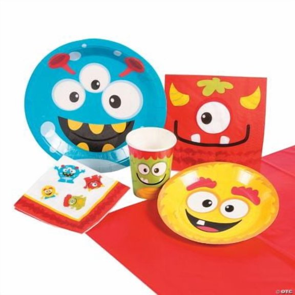 Lil’ Monster Tableware Kit for 8 Guests - Halloween - Party Packs Kids - 57 Pieces