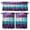 Teal Purple White, variant on Mexican Serape Kitchen Curtains, Kitchen Curtains and Valances Set of 3, Colorful Stripes Vertical Lines Abstract Light Filtering Tailored Tier Curtain 24 Inch Length Drapes for Cafe Sink Bedroom