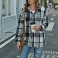 thumbnail image 7 of Tuphregyow Coat for Women Plaid Tartan Coats Lounge Boyfriend Button Down Winter OverOverwear Lapel Trendy Blazer Puffer Shacket Jacket Trench Long Sleeve Gray XL, 7 of 7