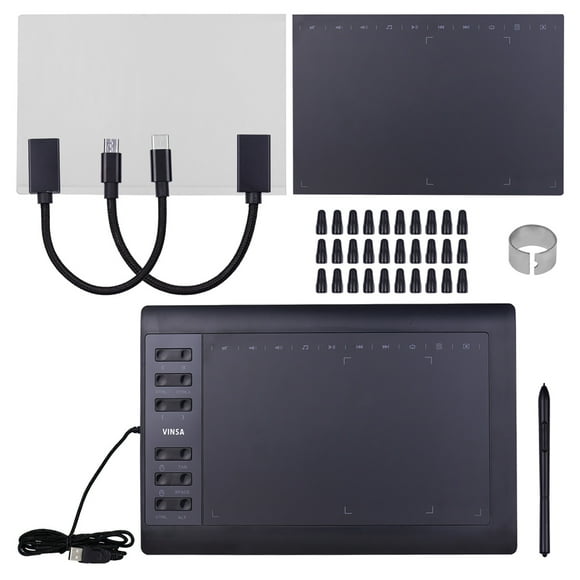 Meterk 10x6 Inch Graphics Tablet 5080LPI Battery-Free Stylus 8192 Pressure Levels Black
