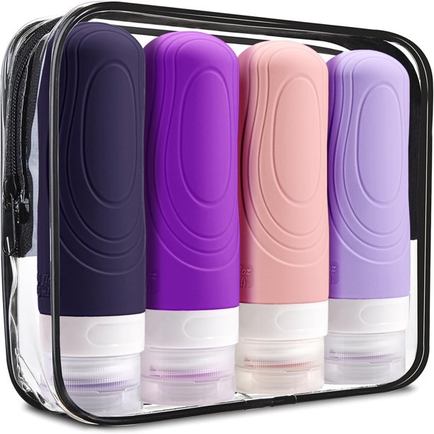 Juego de recipientes de silicona portátiles de viaje, a prueba de fugas, botellas fáciles de usar para cosméticos, artículos de aseo y más; accesorios duraderos para exteriores