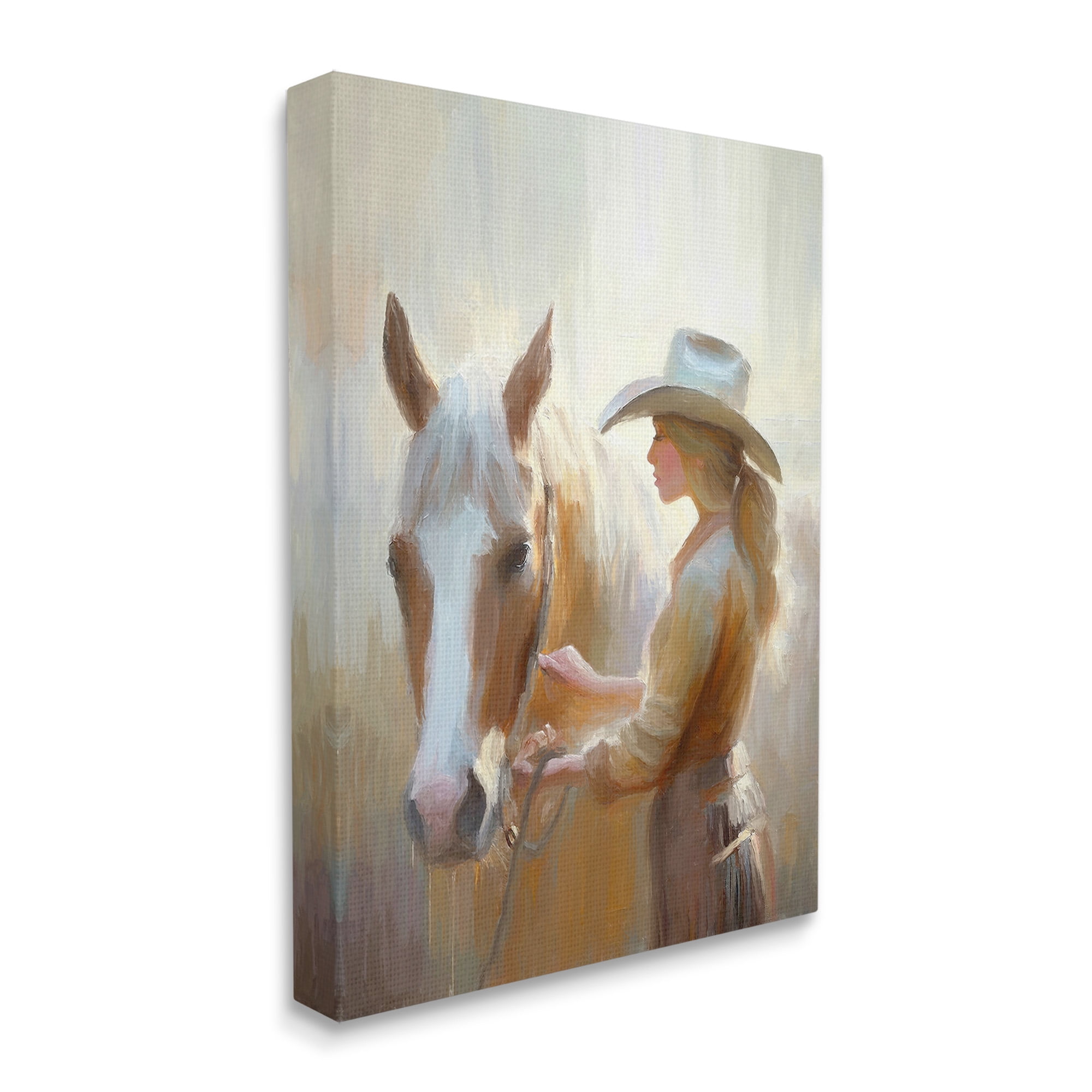 Stupell Industries Sunlit Cowgirl & Horse Animals & Insects Painting Gallery Wrapped Canvas Art Print Wall Art, 24 x 30