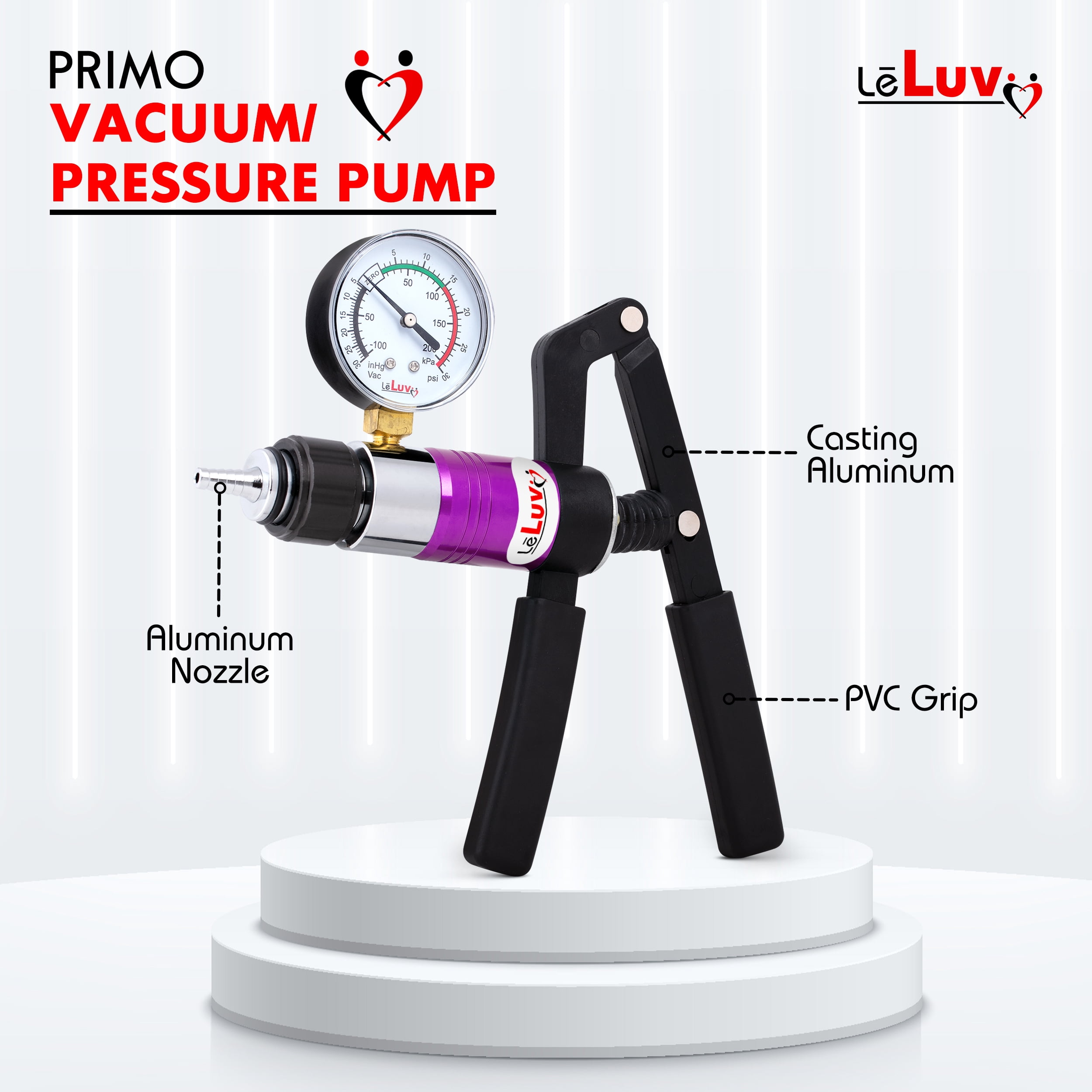 LeLuv Primo Pro+ Advanced Dual Vacuum and Pressure Pump with 60mm Gauge
