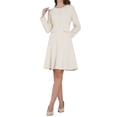 thumbnail image 2 of INSPIRE CHIC Vestido de Tweed A-Line para Mujeres de Manga Larga Vintage Vestidos de Trabajo con Falda L Beige, 2 of 4