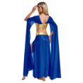 thumbnail image 2 of iiniim 2-Piece Women Belly Dance Dress Chiffon Crop Top and Split Dress Party Dancewear Royal Blue S, 2 of 7