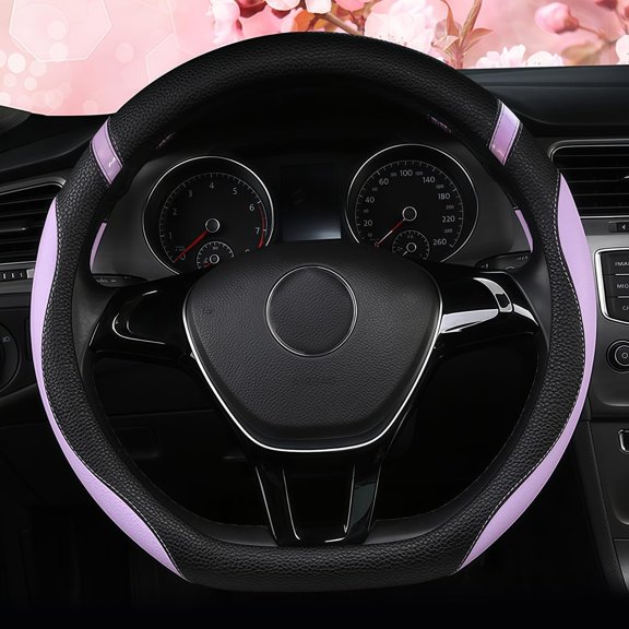 LADYGYM D-Shaped Flat Bottom Steering Wheel Cover for Women Girl,Stylish Car Accessory Non-Slip Car Interior Accessories Purple Steering Wheel Cover Fashionable & Secure Grip (Purple)
