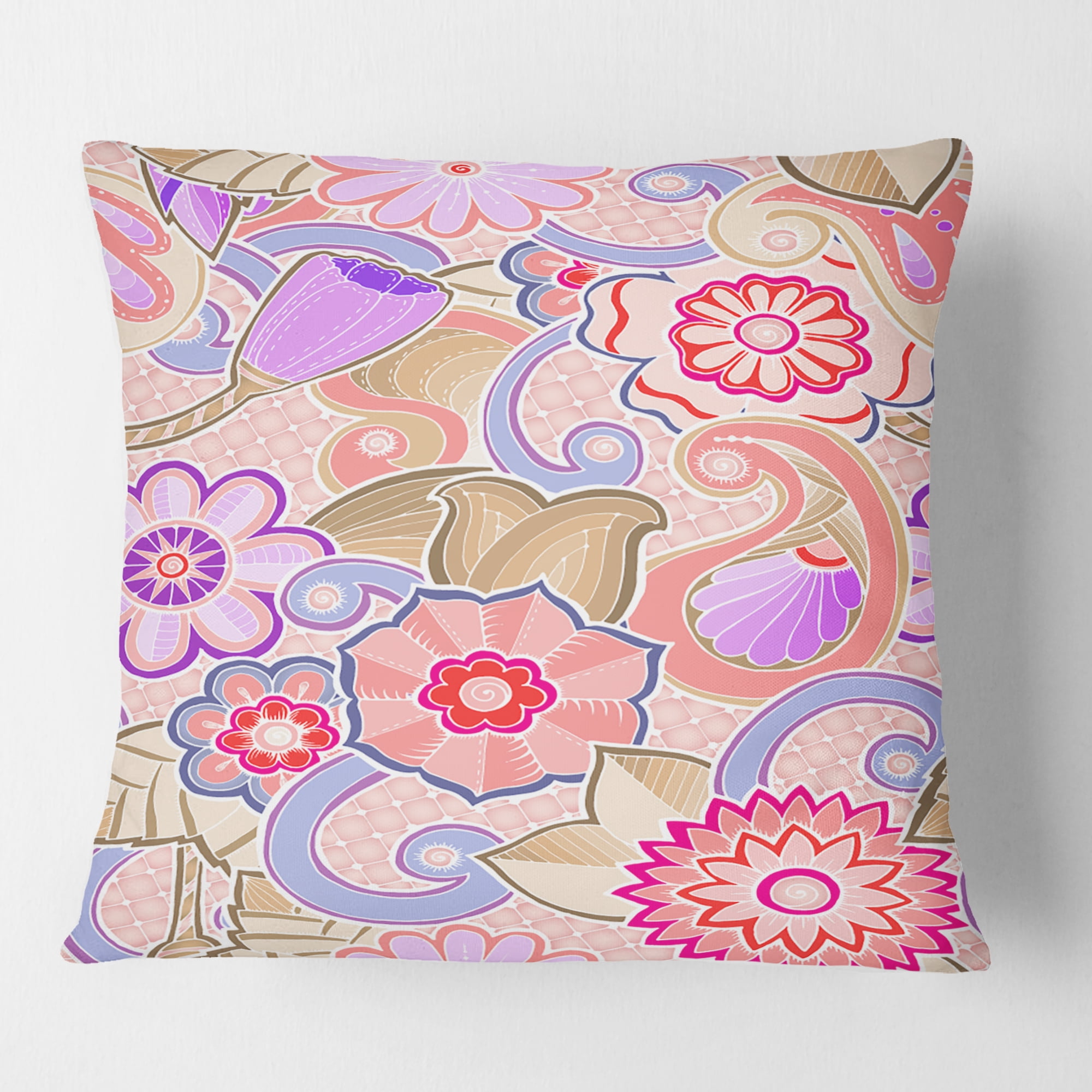 Designart Floral Botanical Retro XIII' Mid-Century Modern Throw Pillow - 18x18