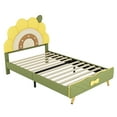thumbnail image 6 of EUROCO Upholstered Twin Platform Bed, Cartoon Flower-Shaped Bed for Toddler Kids Teens Gift, Green, 6 of 12