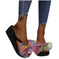 thumbnail image 3 of asdoklhq Slippers for Women Indoor and Outdoor,Sandals Women Slope Heel Open Toe Bow-Knot Slippers Comfy Beach Shoes Flip Flop, 3 of 9