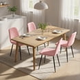 thumbnail image 2 of HOMCOM Dining Chairs Set of 4, Kitchen Chair with Metal Legs, Pink, 2 of 10
