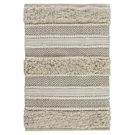 Pemberly Row Cotton and Polyester Handwoven Bath Rug in Natural