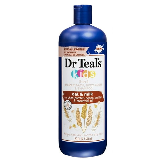 Dr Teals Kids 3-In-1 Shampoo / Bath / Body Wash Oat   Milk 20oz (Pack of 2)