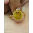 thumbnail image 3 of Natural Certified 6 Ct Yellow Sapphire / Pukhraj 925 Sterling Silver 14K Goldplated Astrological Purpose Ring Handmade Ring For Man & Woman, gift for her, 3 of 5