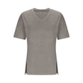 thumbnail image 4 of Htigea Plus Size Short Sleeve Tops for Women Casual Loose Fit T-Shirt Summer V-Neck Pullover Tee Gray XL, 4 of 7
