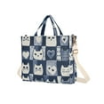 thumbnail image 7 of FORMRS Womens Corduroy Tote Bag Crossbody Shoulder Handbag with Pocket, Blue Cats and Hearts, 7 of 7