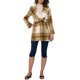 thumbnail image 2 of Abrigo de invierno con cinturón y cuello de chal de cuadros para mujer Inspire Chic XL color caqui, 2 of 6