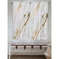 thumbnail image 6 of Bedroom Curtains 63 Inches length, White Gold Modern Window Treatment Curtain Drapes, Abstract Vintage Marble Geometric Rod Pocket Curtain Panels for Living Room Kitchen, 42"x63", 2 Panels, 6 of 7