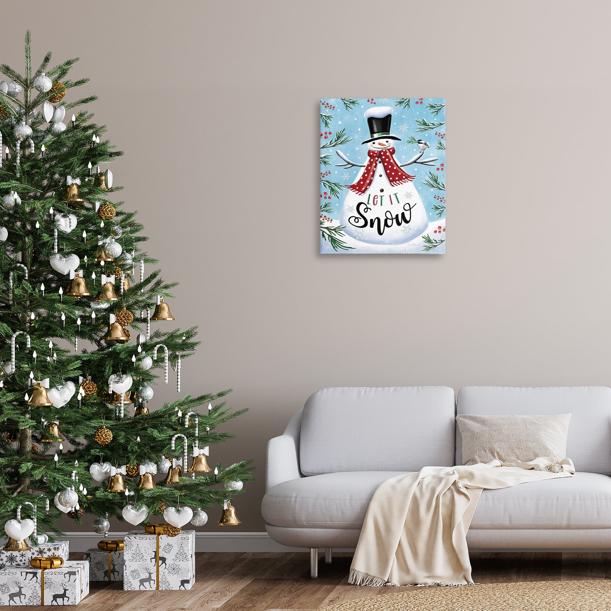 Stupell Industries Let It Snow Phrase Holiday Painting Gallery Wrapped Canvas Art Print Wall Art, 24 x 30