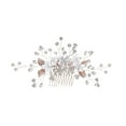 thumbnail image 4 of Nvzi Horquillas para el pelo de boda con flores para novias, peinetas con perlas de cristal, pinzas para el pelo, tocado, accesorios para el pelo de boda dorados, joyas - doradas, 4 of 4