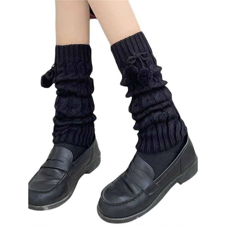 Ladies Cute Knitted Leg Warmers Solid Patterned Cotton Blends Boot