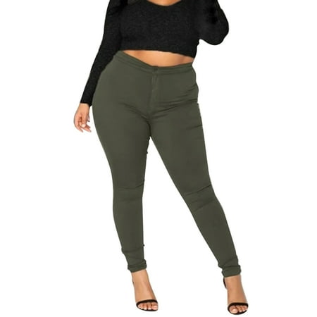 

High Waist Tummy Booty Slimming Butt Lift Plus-Size Denim Jeans Women L White