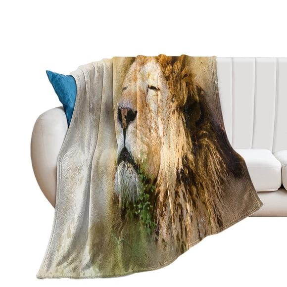 Couverture Jetée King of The Jungle Couverture Douce et Confortable Imprimé Animal Couverture en Flanelle Chaude Légère Pelucheuse Cadeaux pour Enfants Adultes