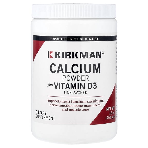 Kirkman Labs Calcium Powder Plus Vitamin D-3, Unflavored, 16 oz (454 g)