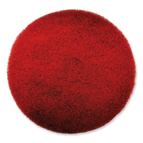 EZ CARE Heavy Duty Scrub Pad, 16" Diameter, Red/Gray, 5/Carton | Bundle of 2 Cartons