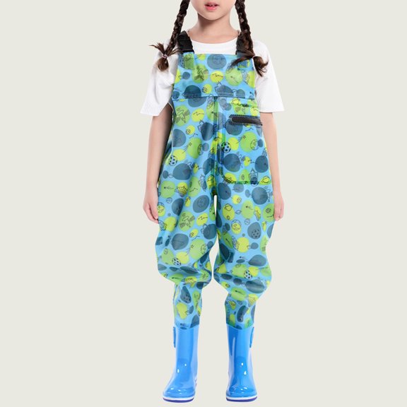 Delliss Toddler Girls Fashion Suspender Rain Overalls Waterproof Lightweight Cute Print Simple Trousers