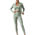 thumbnail image 2 of Women’s 3 Piece Workout Set – Sports Bra, Leggings & Jacket – Yoga Outfit Activewear for Gym Running Training M, 2 of 7