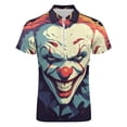 thumbnail image 4 of Psychedelic Clown Joker Men Zipper T-shirt Summer Casual Short Sleeve T-shirt Top, 4 of 7