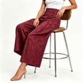 thumbnail image 4 of Ailaofu Women's Fall High Waist Jacquard Wide Leg Pants Button Formal Palazzo Trousers for Evening and Workwear, 4 of 6