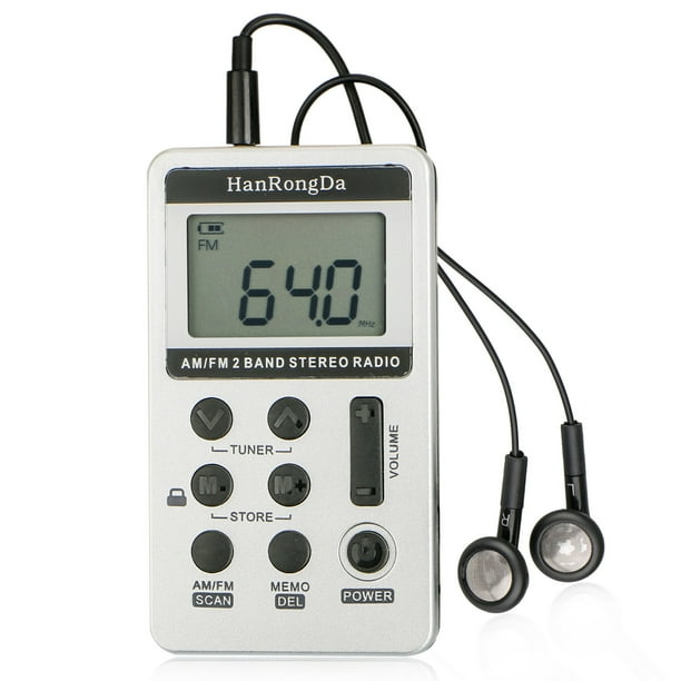Mini Digital Portable Pocket Handy Lcd Am Fm Radio 2 Band Stereo Receiver With Sleep Timer Preset Alarm Clock And Earphone Black Silver Walmart Com Walmart Com