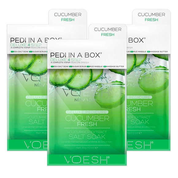 Voesh New York Pedi en Boîte Deluxe 4 Étapes, Concombre Frais, Lot de 3