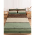 thumbnail image 2 of Twin XL Size Fitted Sheet Set - Green Brown 2 Piece Bedding Sets 16" Deep Pocket Fitted Sheet with 1 Pillowcases, Country Wood Grain Abstract Stripe Brushed Microfiber Hotel Luxury Bed Sheets, 2 of 9