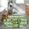 thumbnail image 4 of Area Rug 48in, St. Patrick's Spring Shamrocks Plaid Floor Carpet Living Room Rug, Lucky Green Vase Non-Slip Welcome Mat Indoor Rugs for Bedroom Dining Room, 4 of 9