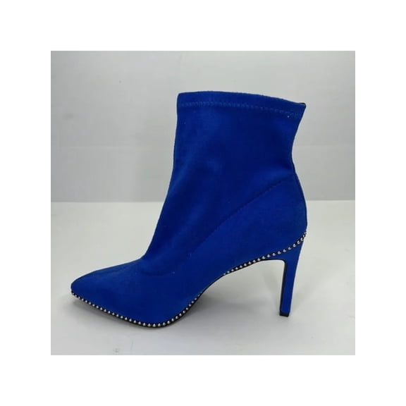 BAR III Womens Blue Beaded Stretch Melanay Pointed Toe Stiletto Booties 6 M