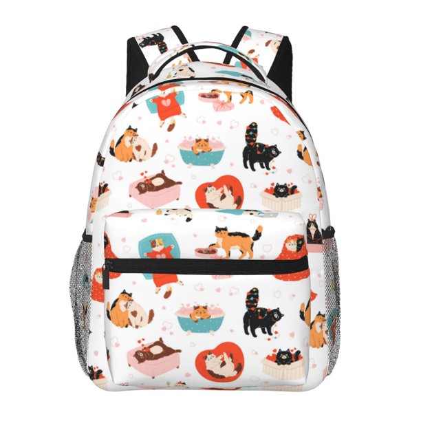 Balery funny cats celebrating Valentine's Day Mochila Escolar Impresa, Mochila Ligera para Viajes Casual, Mochila Duradera y Cómoda Multifuncional, Mochila para Laptop-One Size