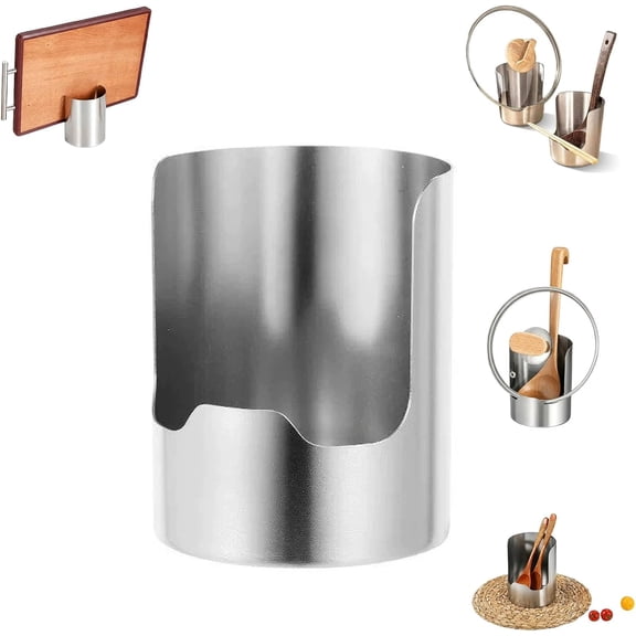 Multi-Functional Kitchen Utensil Holder, Heavy Duty Stainless Steel Pot Lid Organizer and Spoon Rest, Spoon Spatula Ladle Caddy, for Pot Lids, Ladles, Spatulas, Cutting Boards (1PCS)