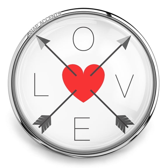 Choose Color | Love Heart Arrows Snap Jewelry Ginger Charm Button, For Interchangeable DIY Customizable Accessories