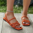 thumbnail image 5 of Xfvqtps Women Strappy Sandals Flat Slip on Open Square Toe Crisscross Summer Sandals Casual Shoes Walking Sandals, 5 of 9